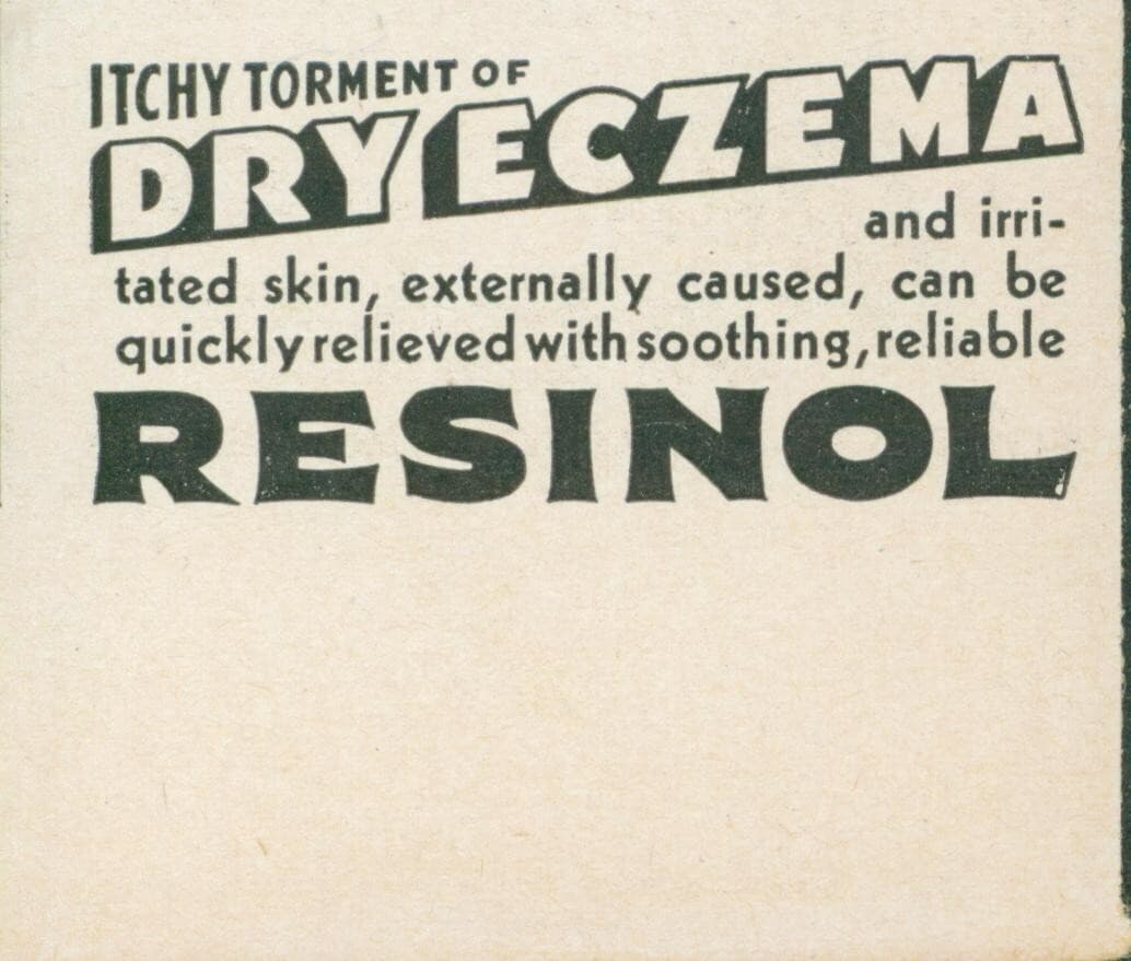1941 Resinol For Itchy Torment of Dry Eczema Vtg Print Ad L37