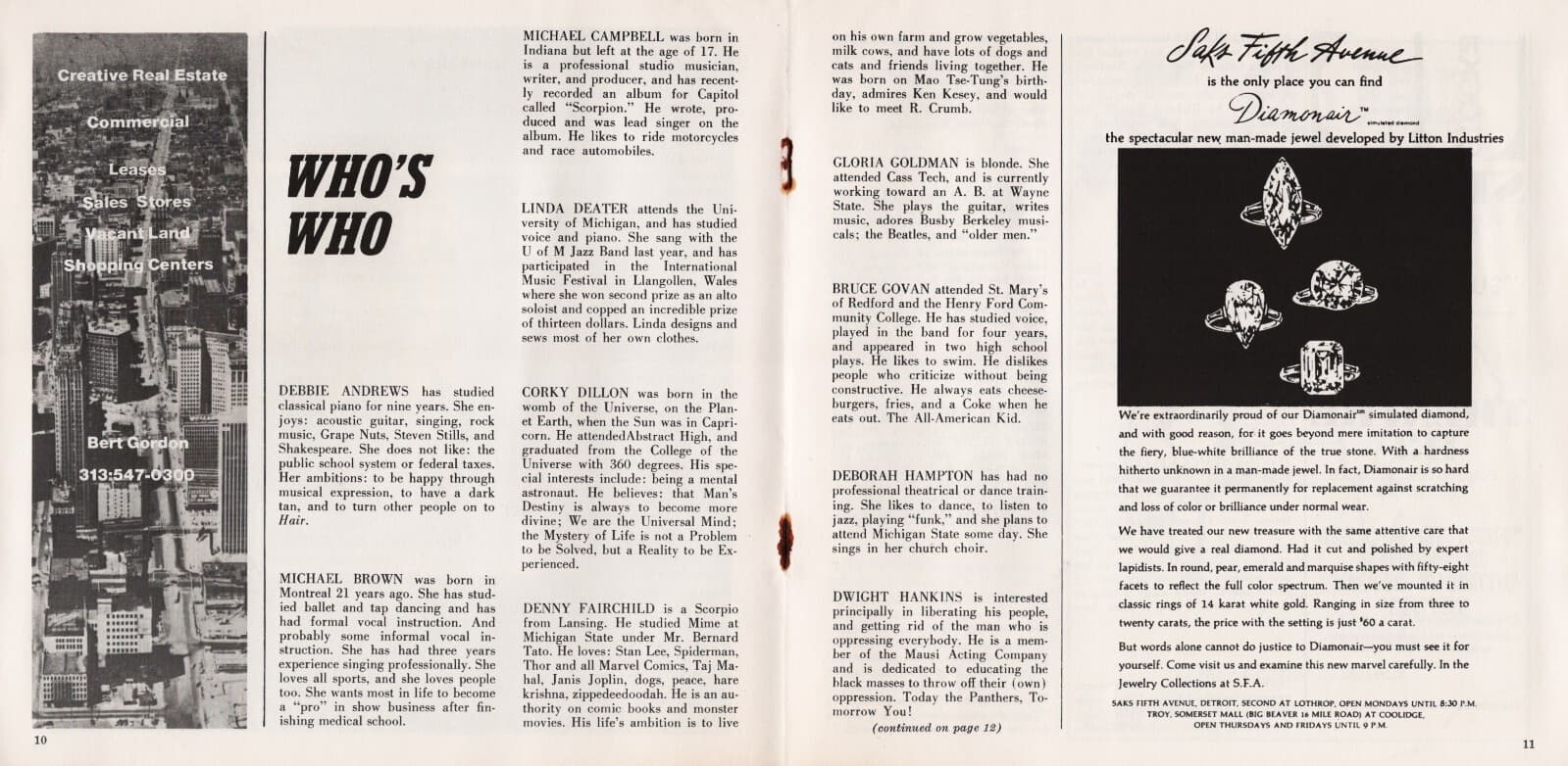 Meat Loaf "HAIR" David Patrick Kelly (Debut) Ragni and Rado 1970 Detroit Program 5