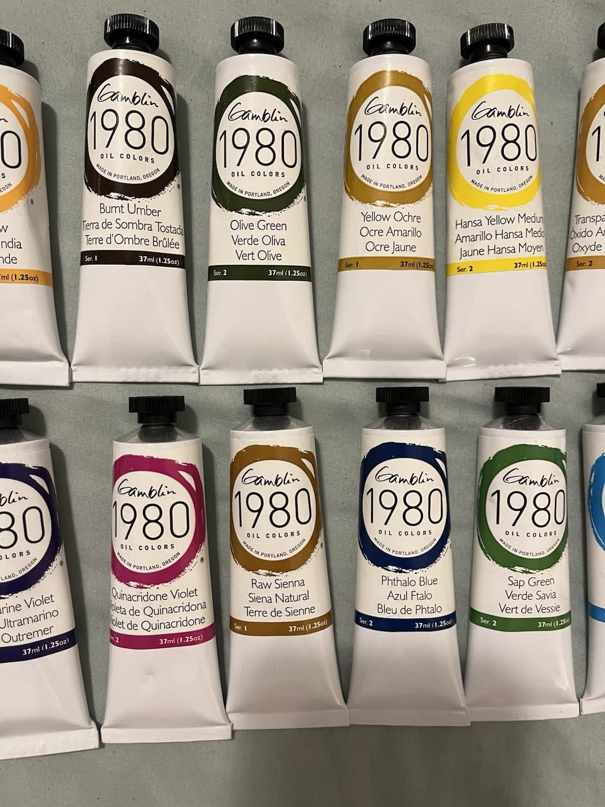 LOT OF 14 GAMBLIN 1980 ARTIST'S OIL COLORS 37ml.  New 3