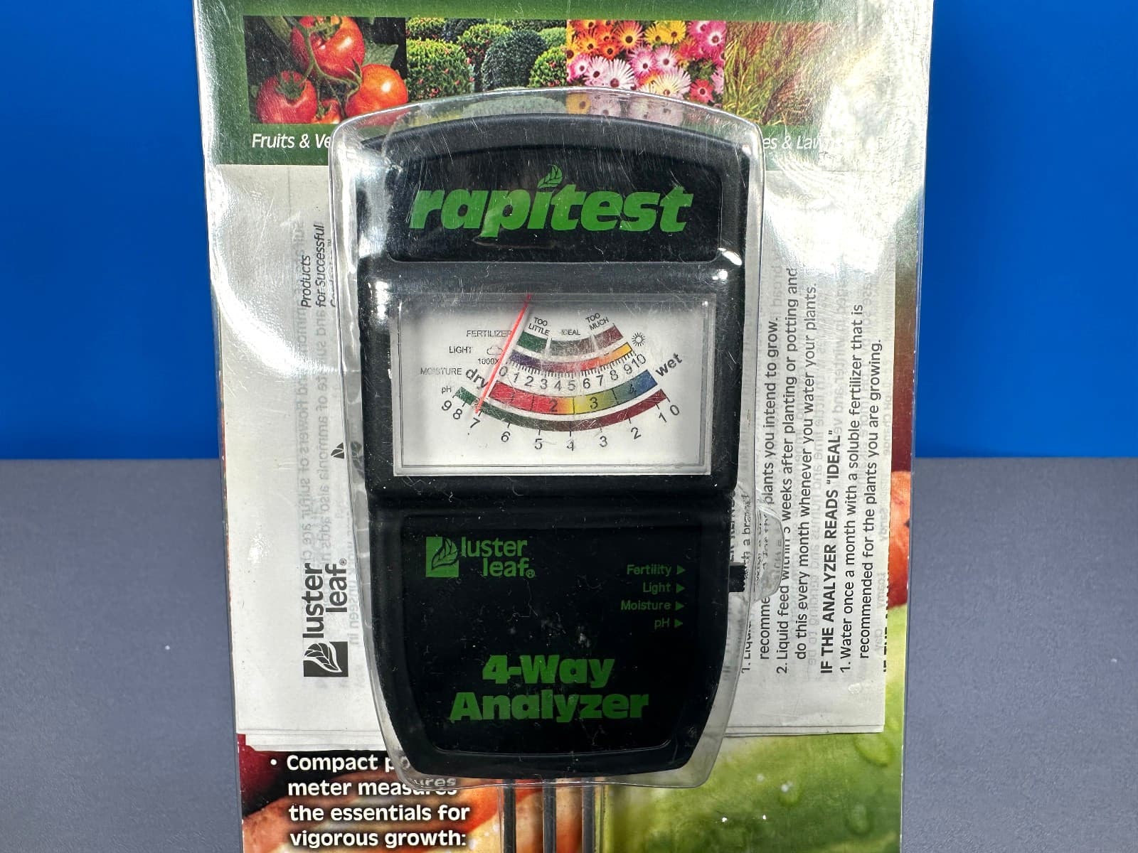 LUSTER LEAF RAPITEST 4-WAY 4 WAY SOIL ANALYZER GRASS PLANTS TREES GARDEN NEW 4
