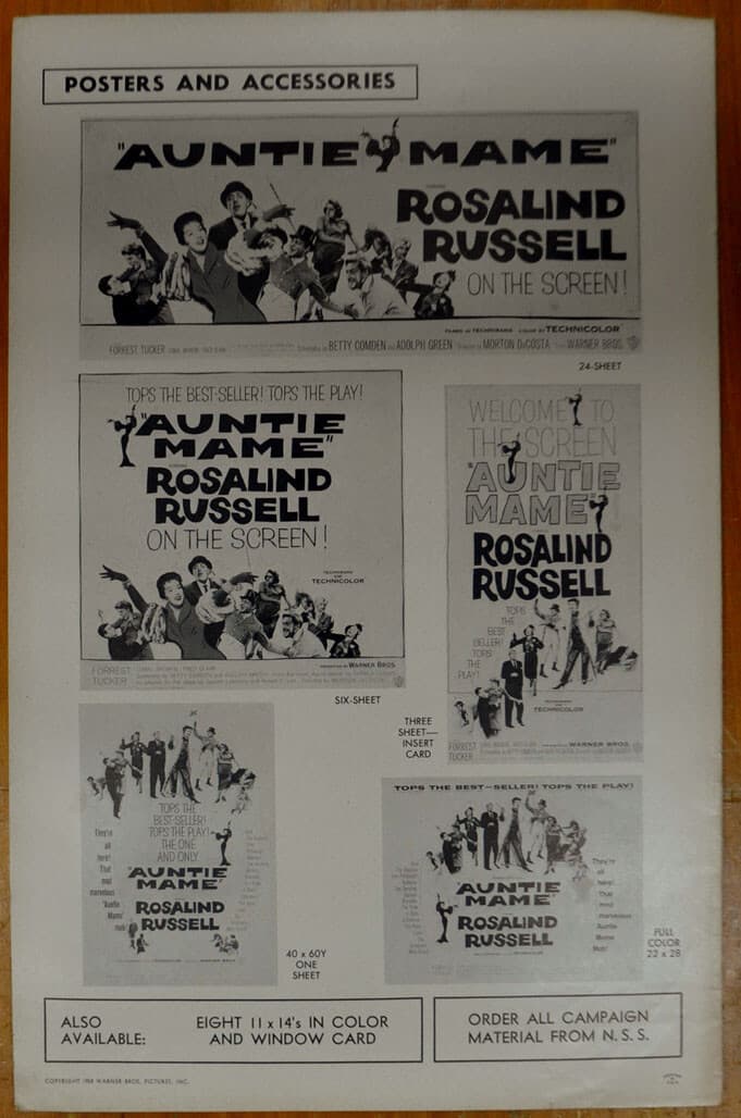 AUNTIE MAME 1958 ORIGINAL 11X17 Movie PRESSBOOK ROSALIND RUSSELL FOREST TUCKER 3