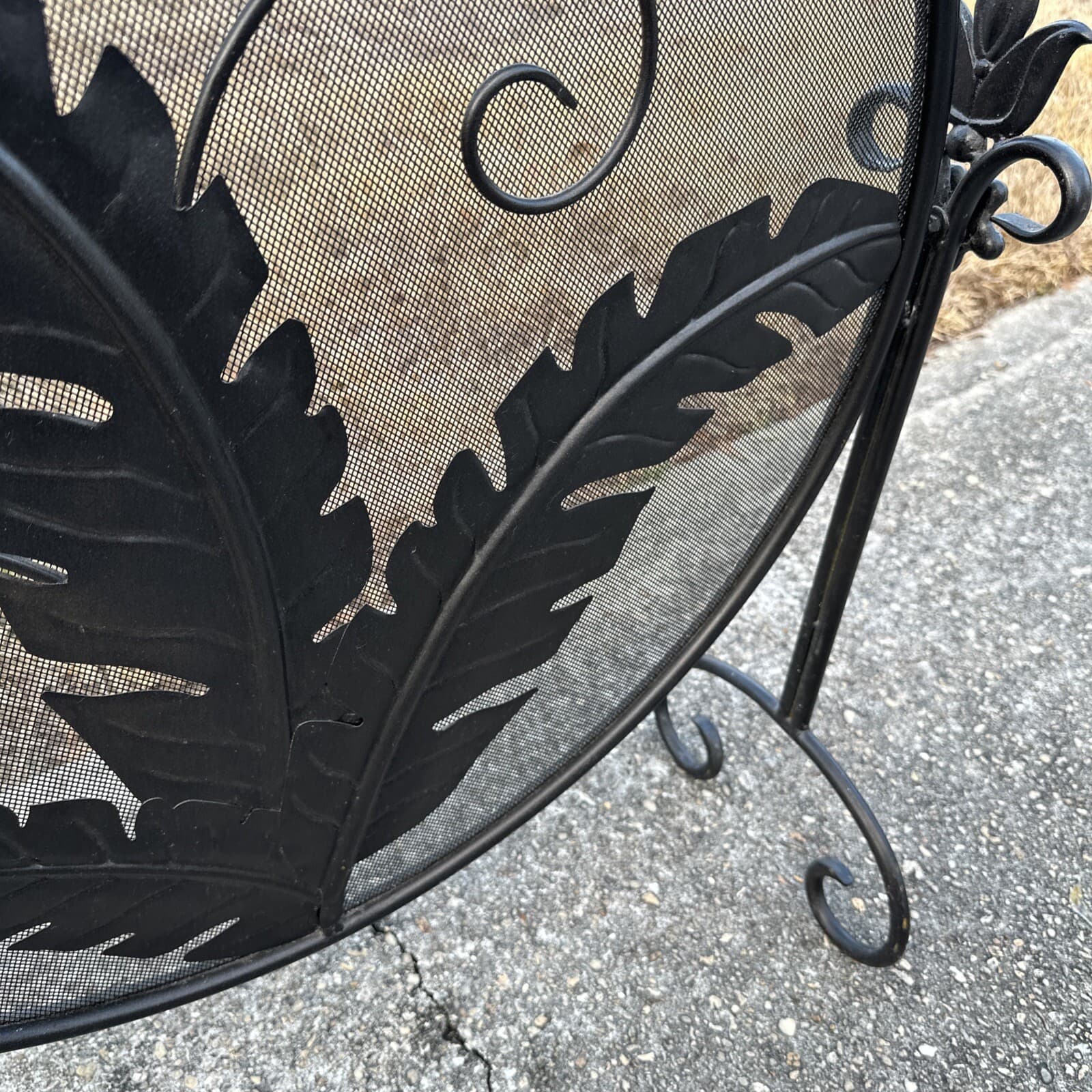 Art Nouveau Style Wrought Iron Palm Leaf Design Fire screen 3