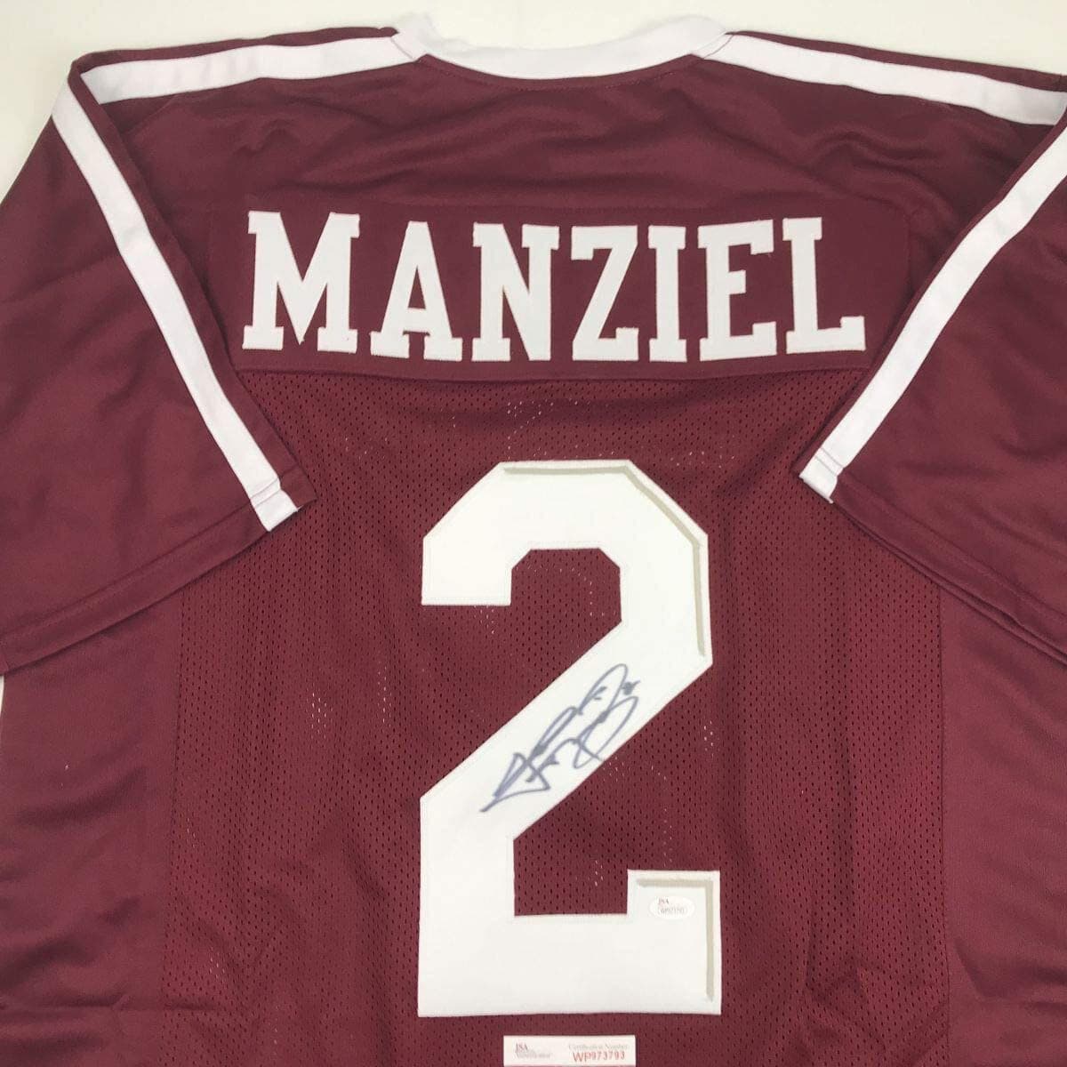 Autographed/Signed JOHNNY MANZIEL Texas A&M Maroon Football Jersey JSA COA Auto 2
