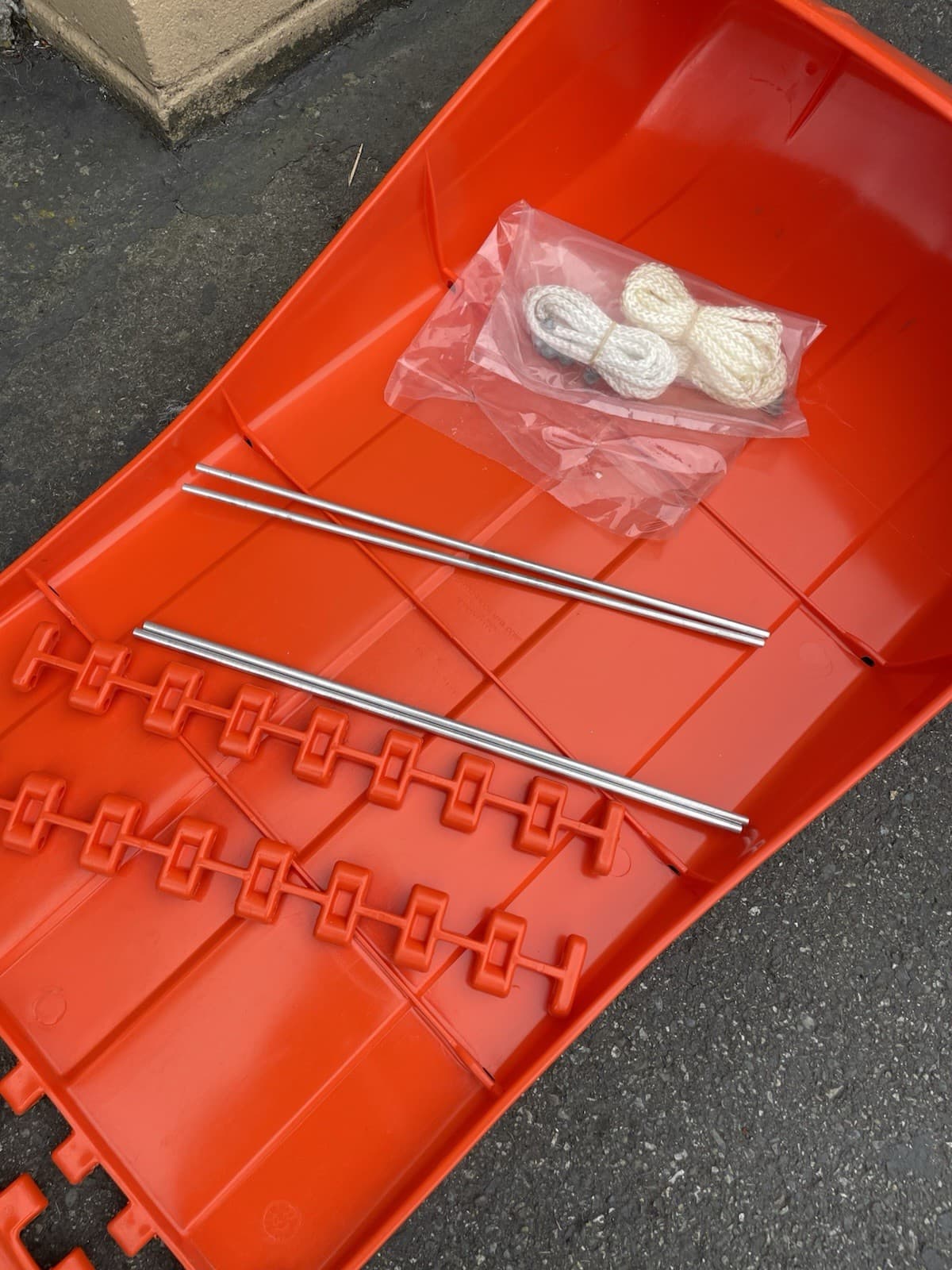 Vintage Orange Plastic Toboggan Snow Sled USA Made by Meadowbrook SST 1970s Nib 4