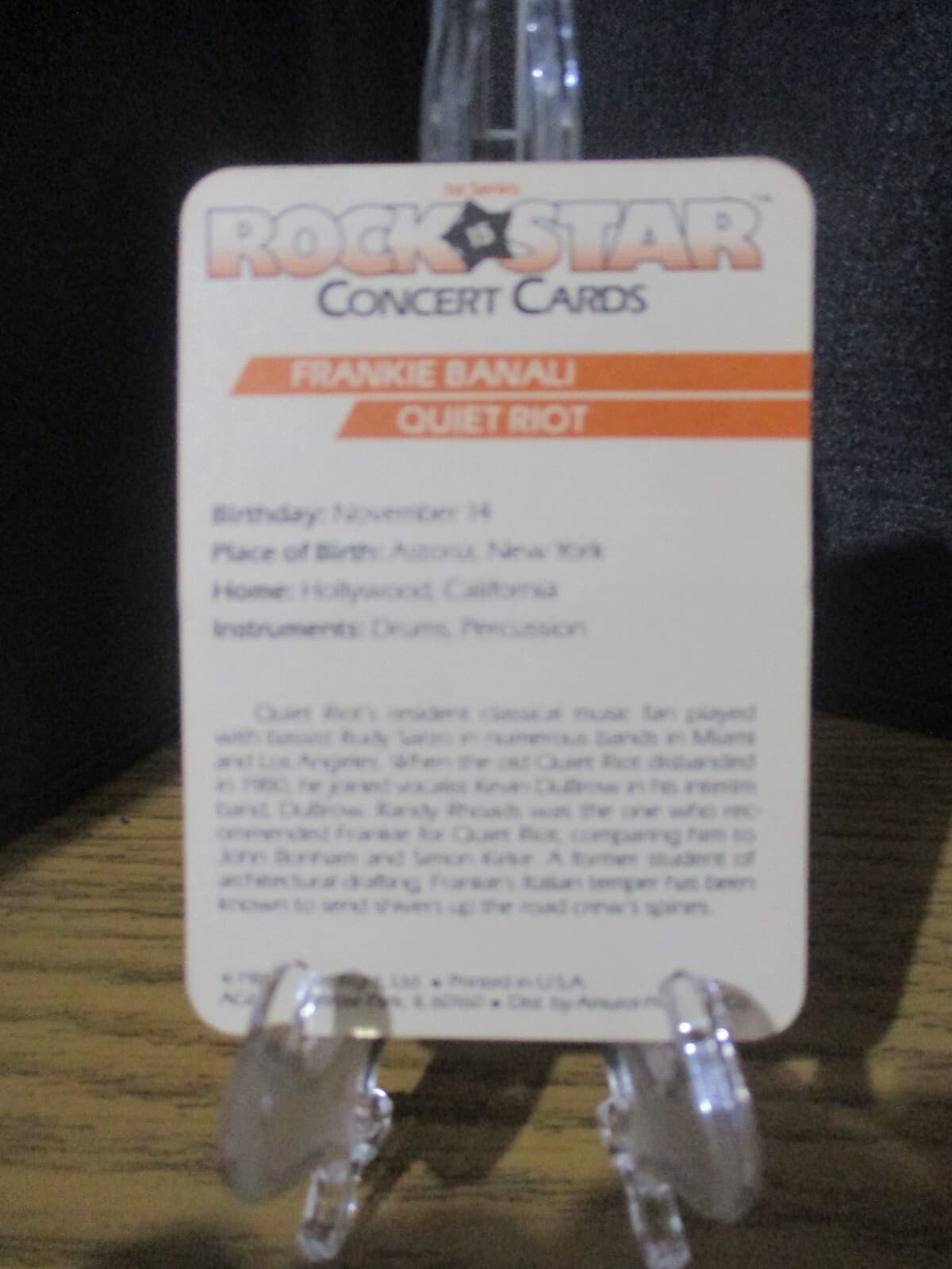 FRANKIE BANALI RIP  AUTHENTIC AUTOGRAPHED/SIGNED ROCK STAR CARD QUIET RIOT/WASP 3