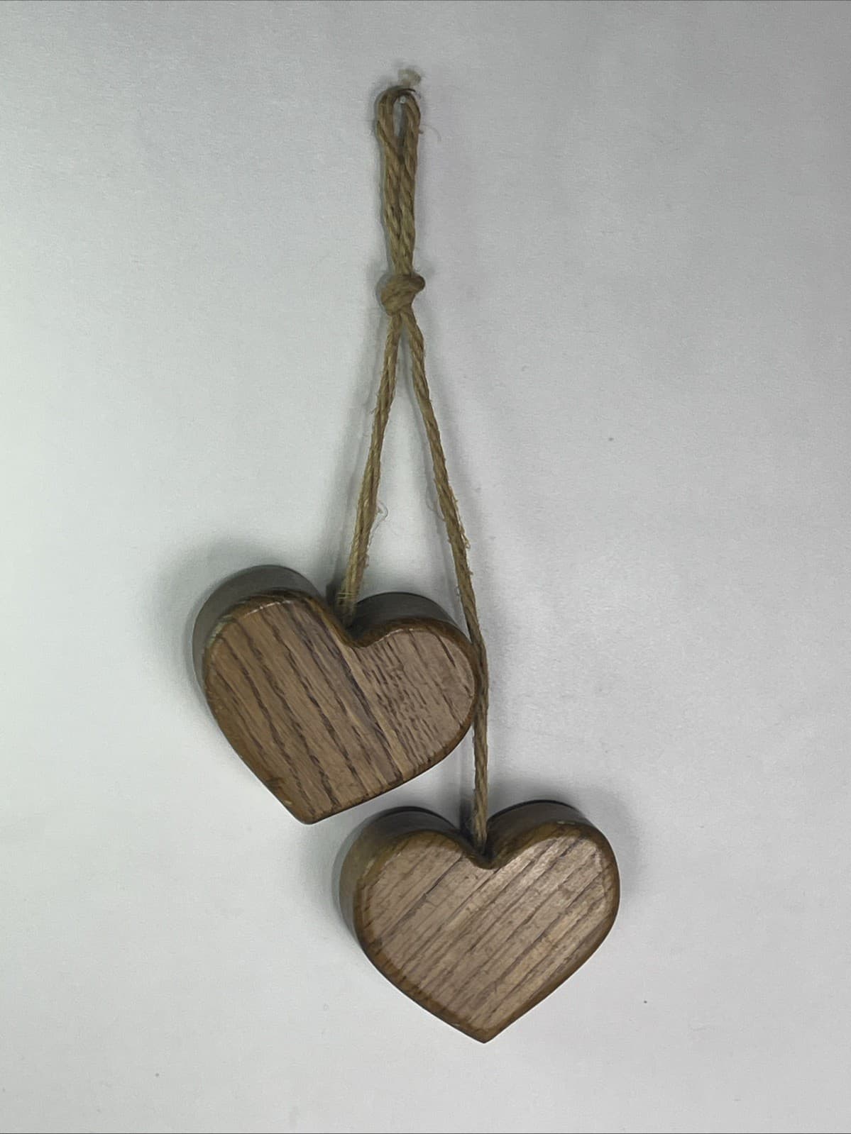 VTG Rustic Primative Solid Wood Hearts Pair Country Decor 6