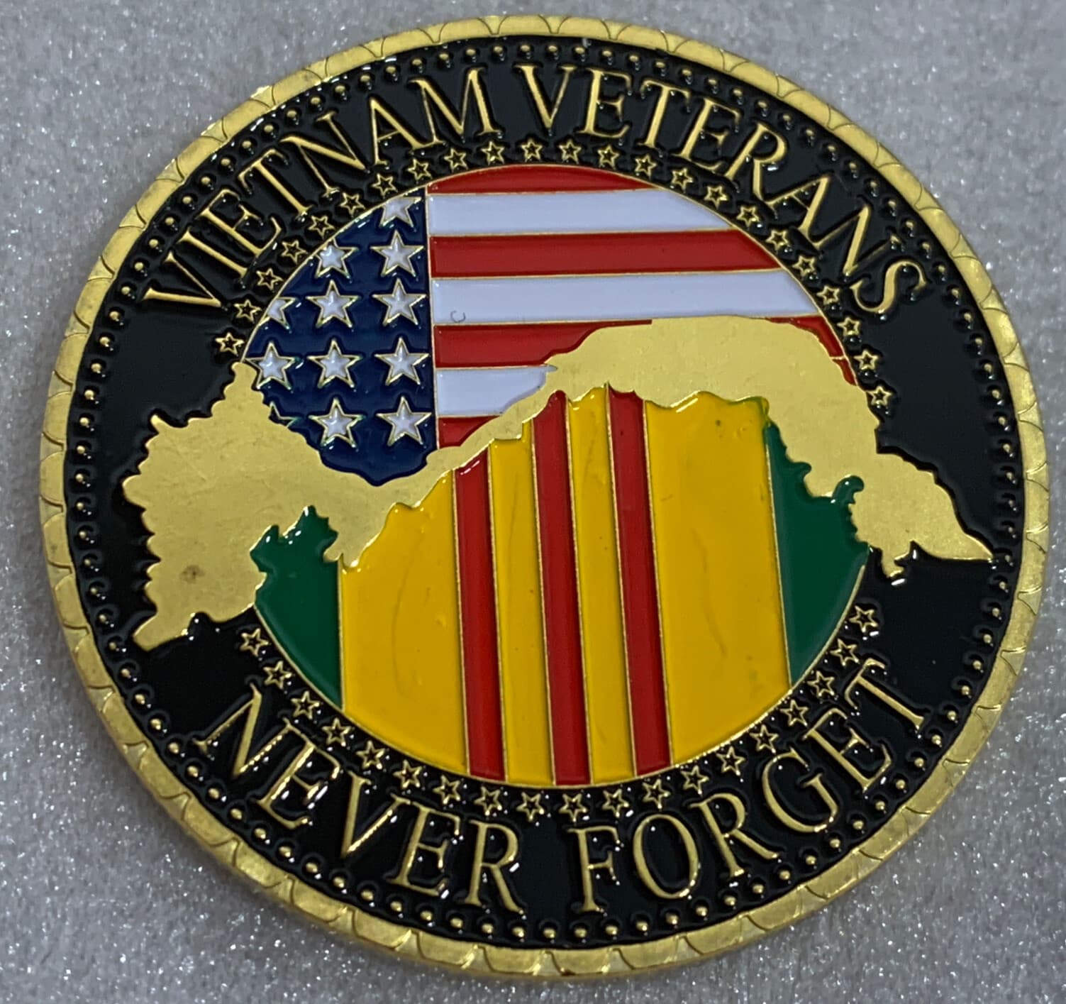 * VIETNAM VETERANS *NEVER FORGET* Challenge Coin Comes In Clear Airtight Capsule 2