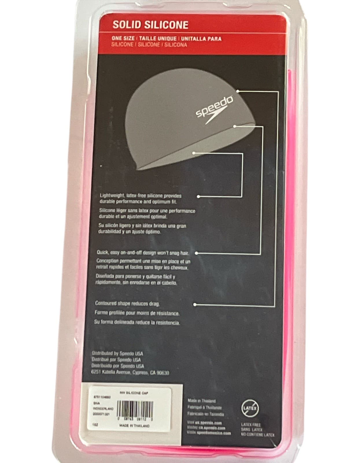 Speedo Unisex Adult Swim Cap Silcone Pink Lightweight Latex Free Easy On & Off 2