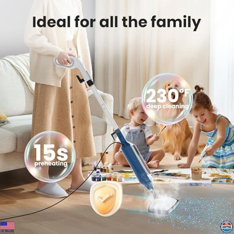 12-in-1 Blue Steam Mop & Handheld Cleaner – 23FT Cord for Easy Floor Cleaning 2