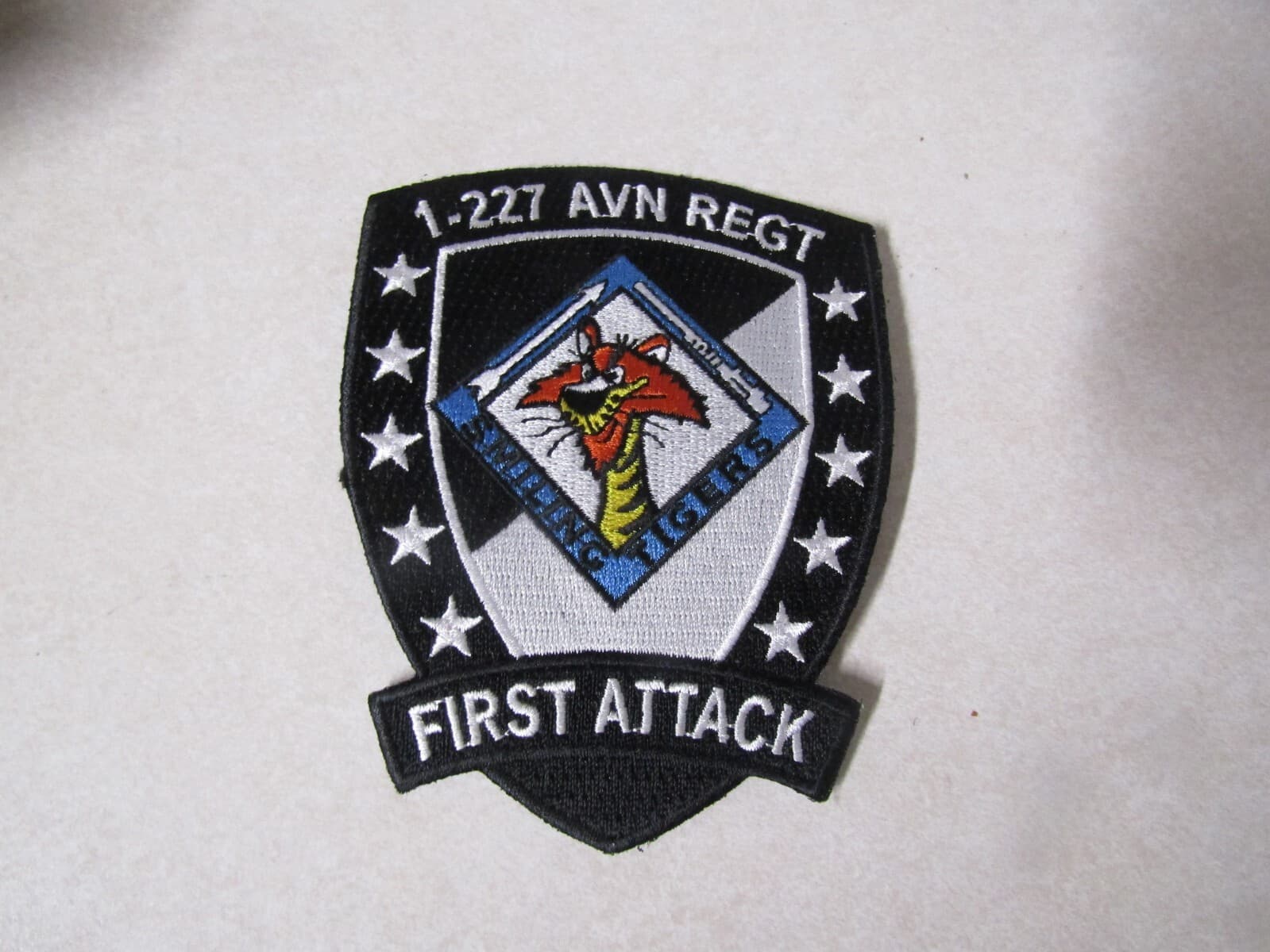 MILITARY PATCH SEW ON 1-227 AVIATION REGIMENT FIRST ATTACK SMILING TIGERS