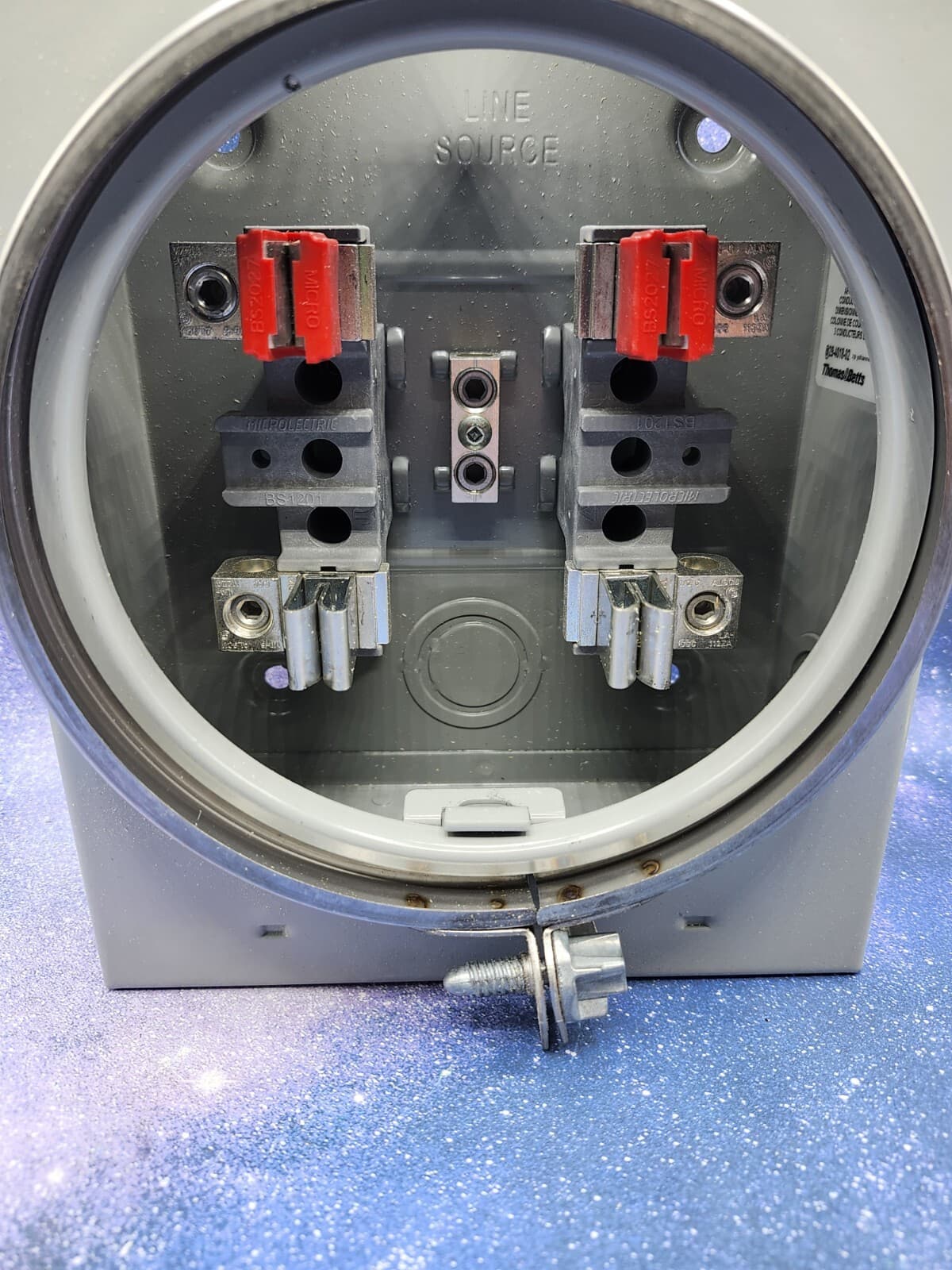 100A Overhead Meter Socket 1-1/4 Hub 600V BA3-1 1/4V-RT MicroElectric -NOB Cond. 4