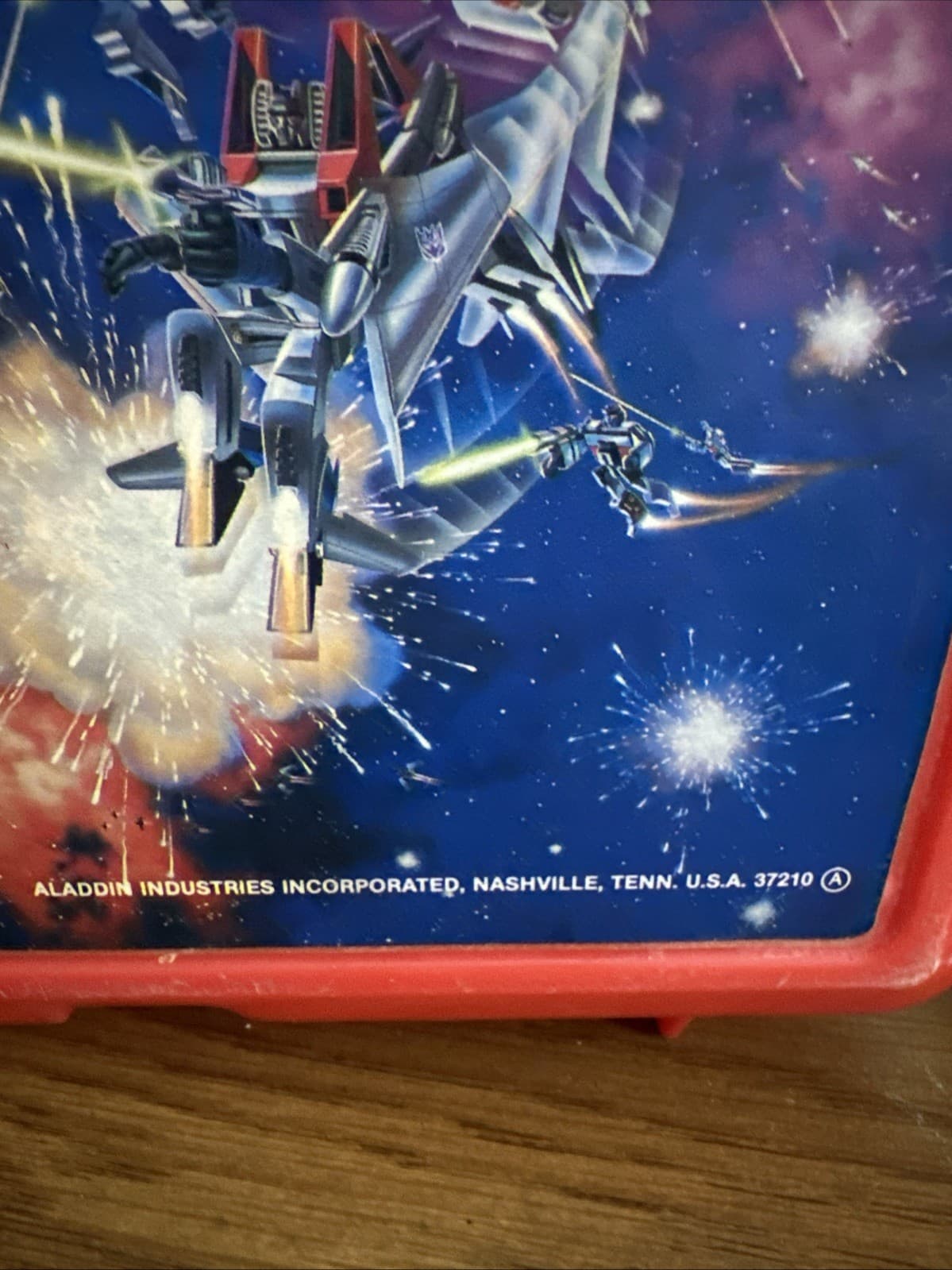 Vintage 1984 Original TRANSFORMERS Lunch Box Aladdin Hasbro Plastic W/ Thermos 4