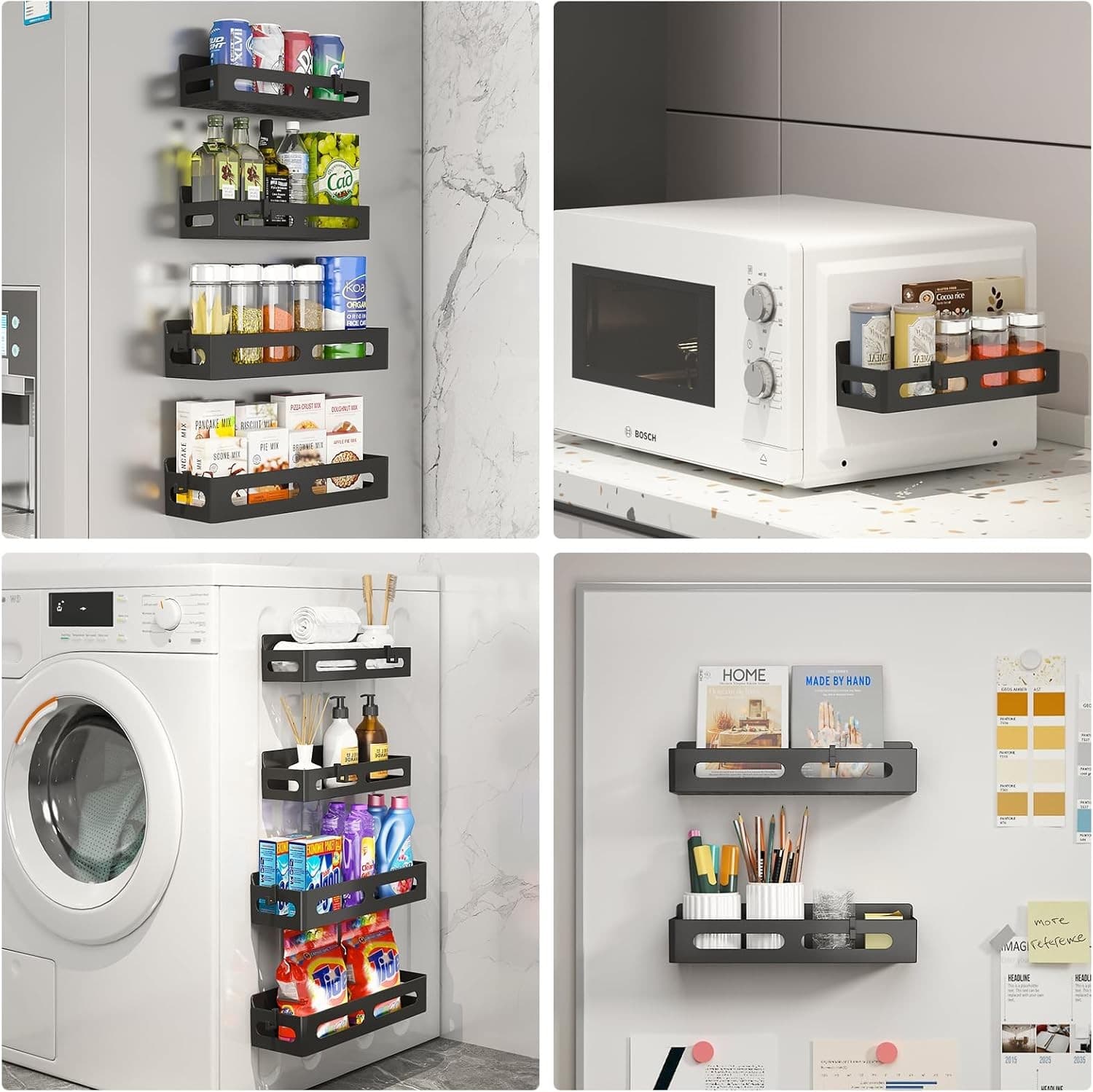 4 Pack Magnetic Spice Rack for Refrigerator, Spice Rack Organizer, Moveable Magn 5