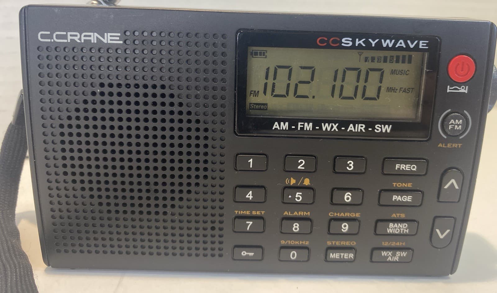 C. CRANE CC SKYWAVE RADIO 2 AM, FM, SHORTWAVE, NOAA WEATHER + ALERT, VHF 2