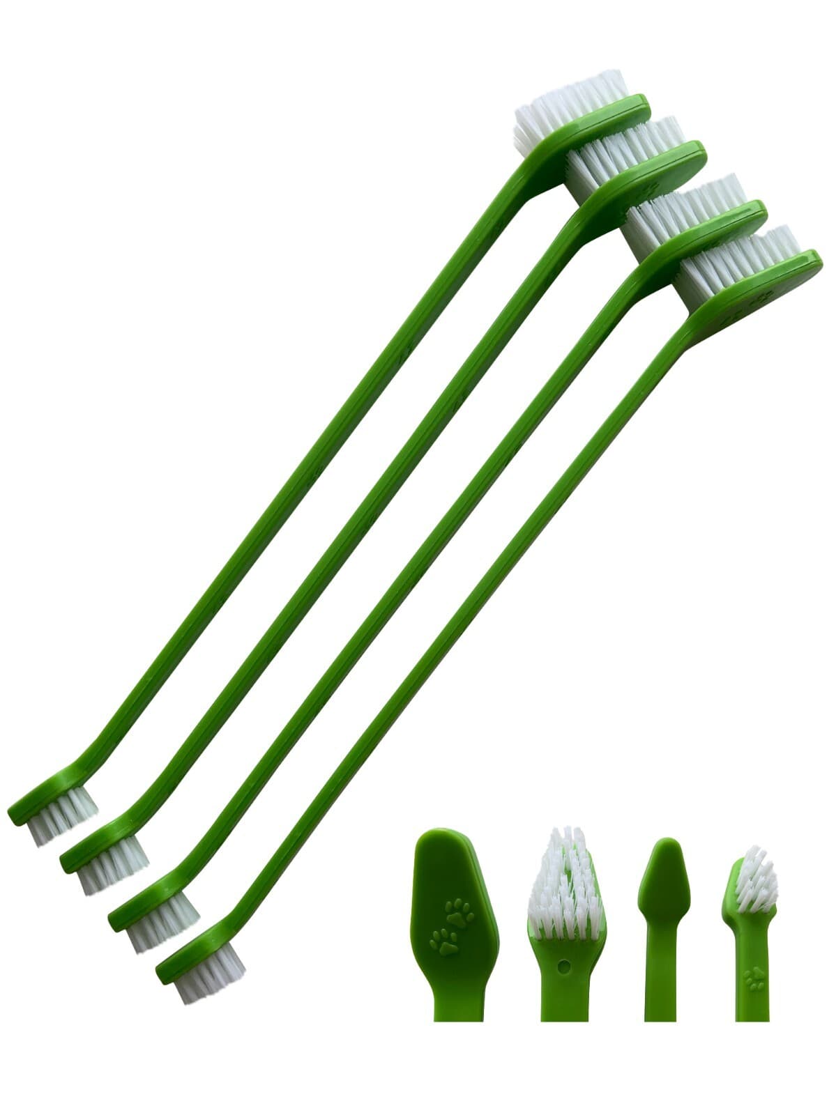 Pet Dual-End 4-PC Dogs Cats Toothbrush - Remove Plaque Tartar Buildup