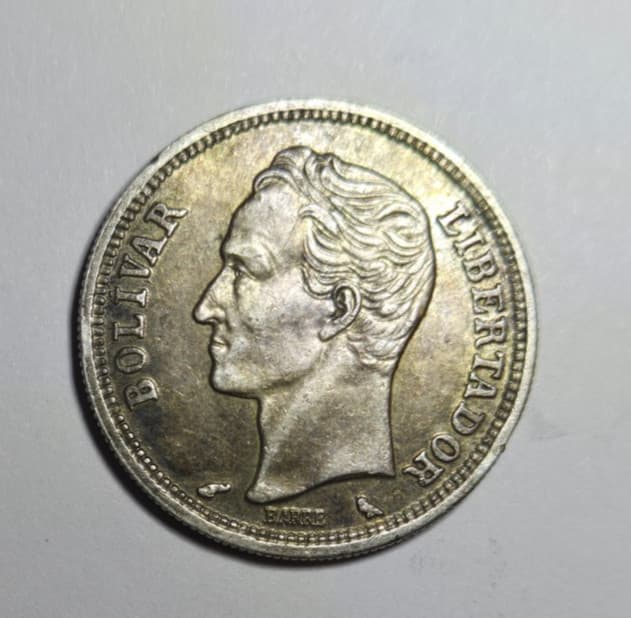 1960 Venezuela 1 Bolivar .835 SILVER coin KM# Y37a - Schön# 45
