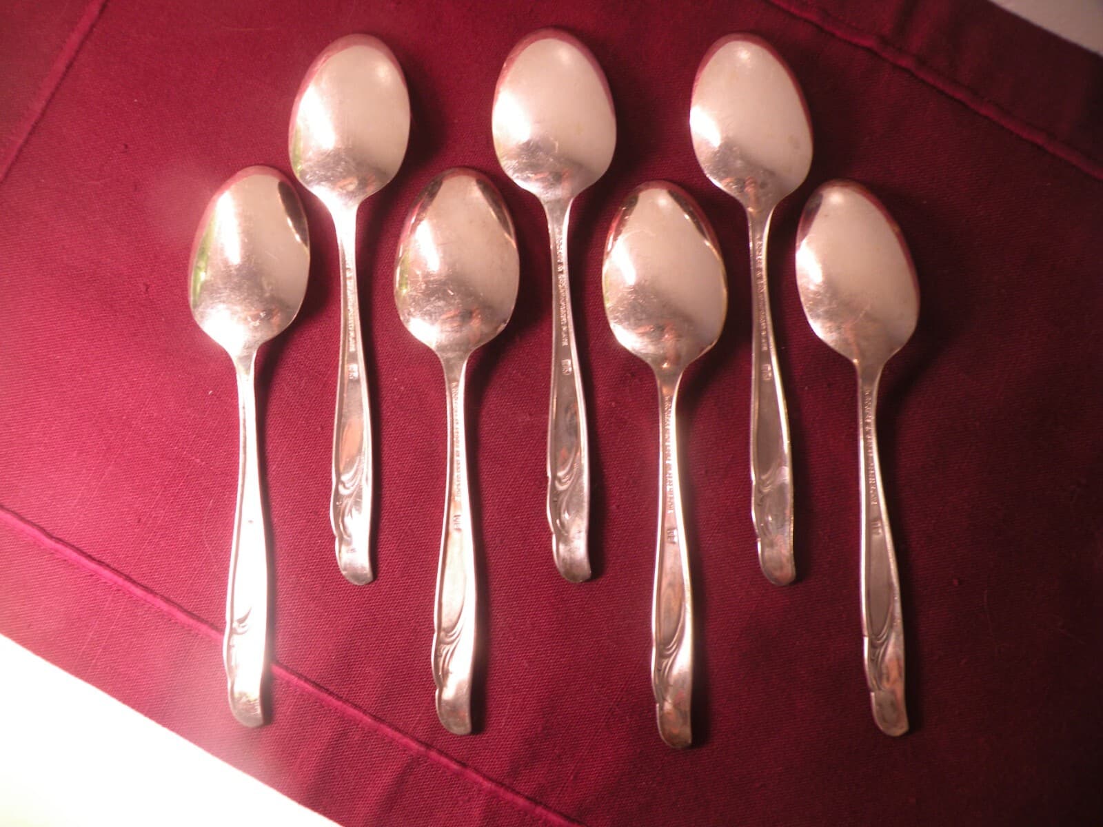 Set Of 7 Teaspoons 1957 EXQUISITE Rogers & Bro International Silverplate 6 1/8" 5
