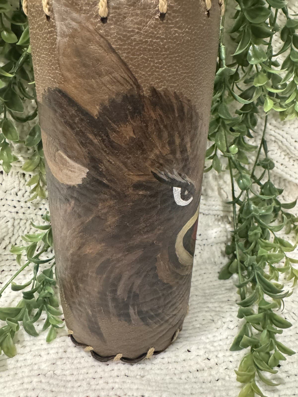 Handcrafted One-of-a-Kind Leather Wrapped Bottle W/Eagle Another Realm Las Vegas 4