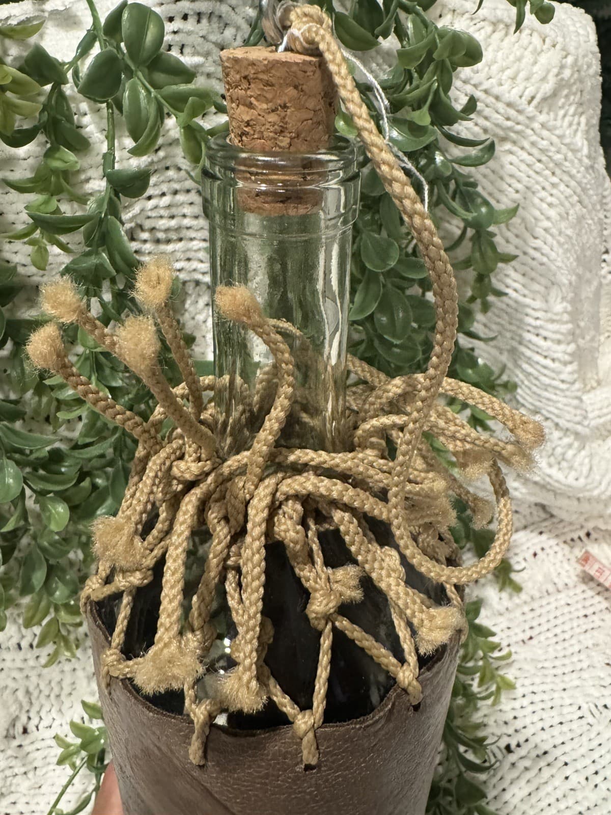 Handcrafted One-of-a-Kind Leather Wrapped Bottle W/Eagle Another Realm Las Vegas 3