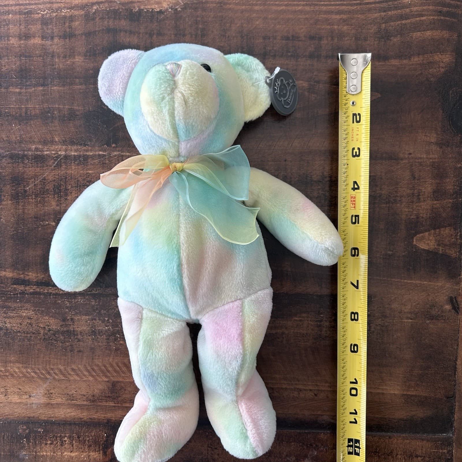 Teddy Bear  Princess Soft Toy Stuffed Plush Pastel Tie-Dye 12" Dated 2000 5