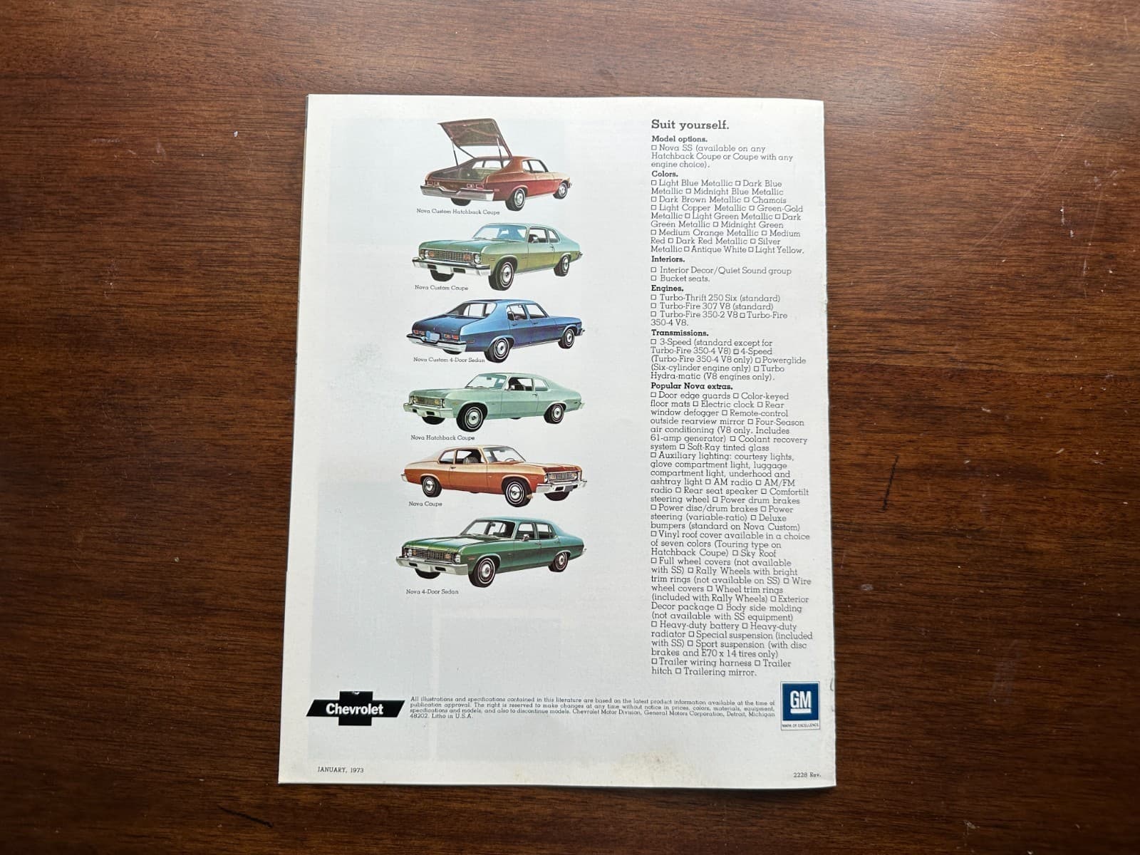 OEM 1973 Chevrolet Nova Dealer Brochure Booklet 3