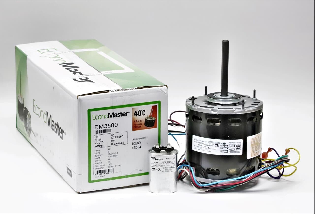 HVAC Blower Fan Motor 3/4 HP 1075 RPM 115 Volts for Fasco D728 with Capacitor