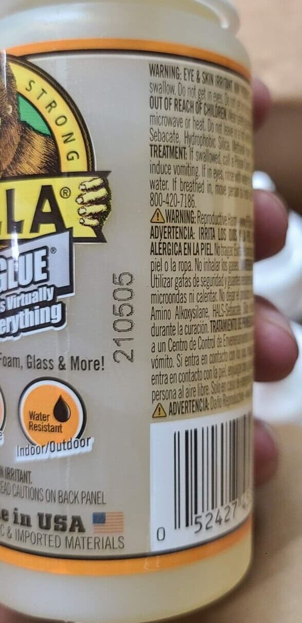 (2) Gorilla Glue 3.75 fl. oz Bottles Water Resistant Clear Gorilla Glue NO FOAM! 3
