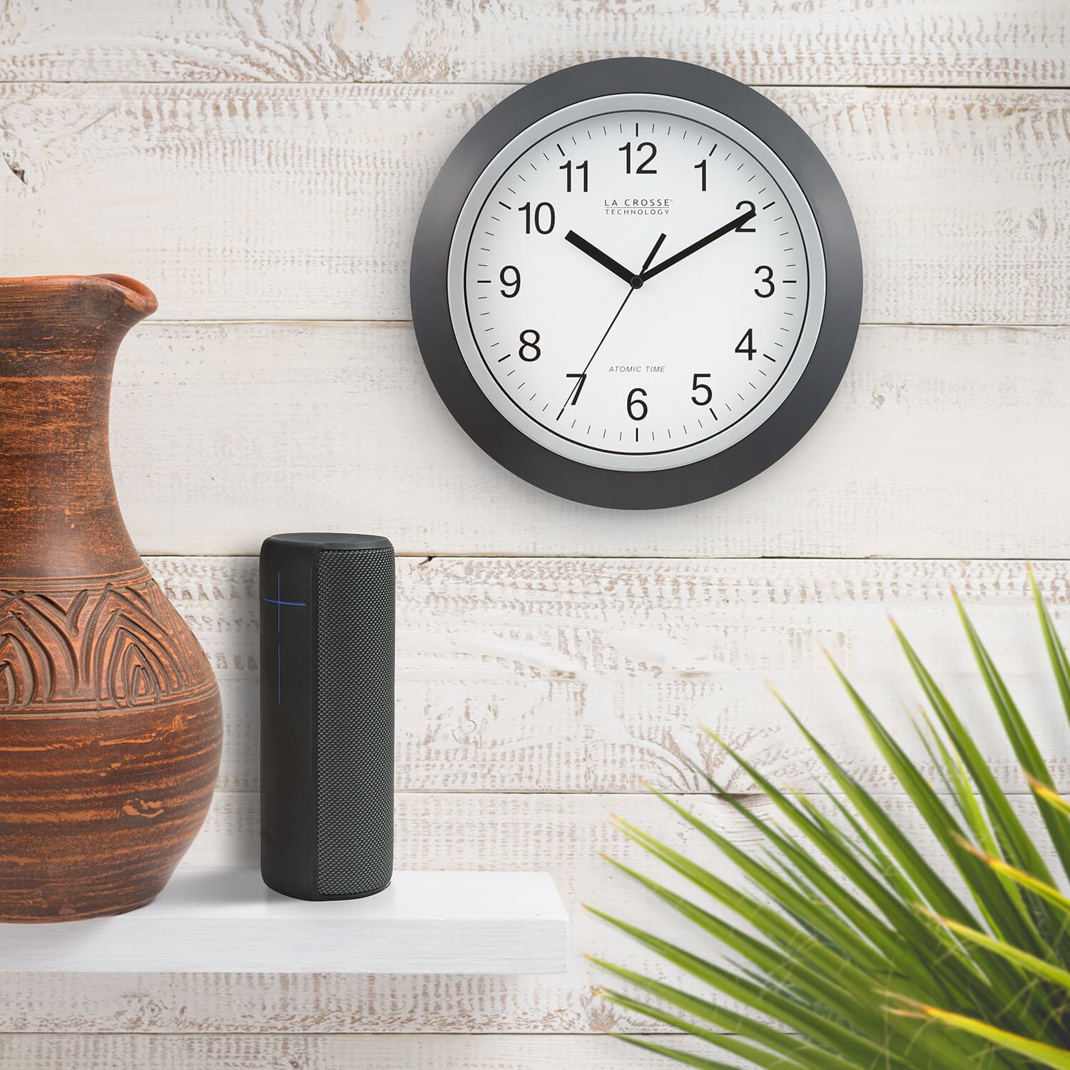 WT-3129B La Crosse Technology 12" Atomic Analog Wall Clock - Black Open Box 6