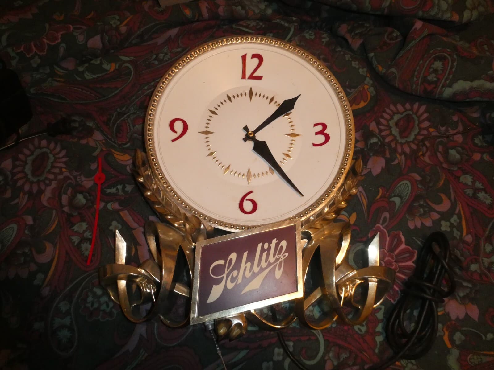 1979 Schlitz Beer Advertising Wall Clock – Lighted Bar Sign with Cord Vtg 2