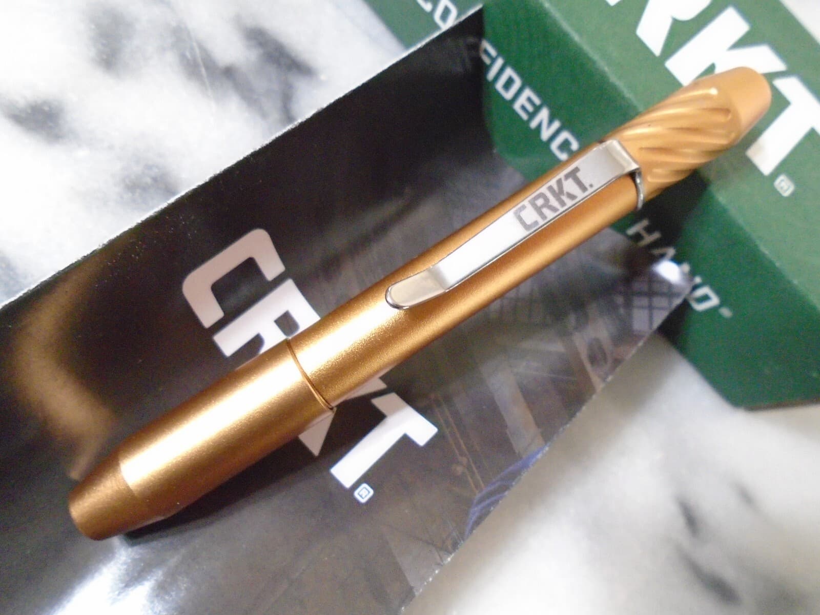 CRKT Techliner Shorty Pen Copper Aluminum TPENBOND2CU Magnectic Cap Pressure Ink 3