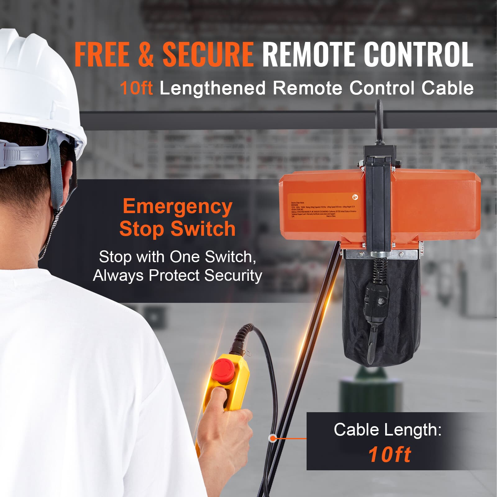 Electric Chain Hoist G100 Single Phase Crane Hoist 1100 lbs Load 15 ft Lifting 4