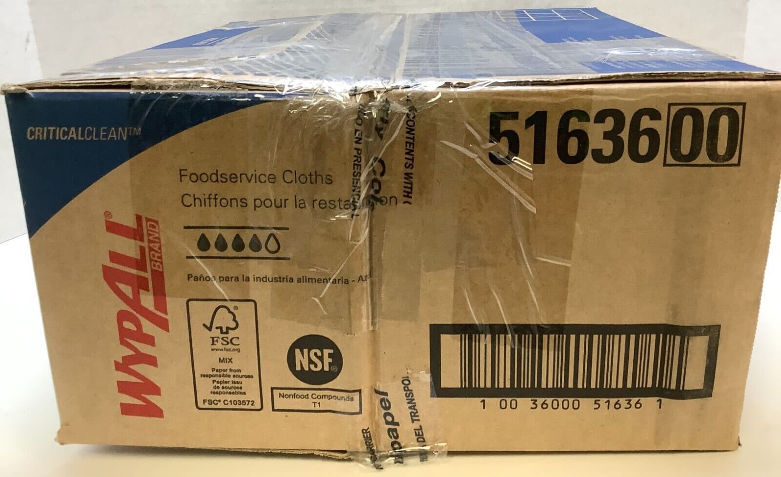 WypAll (51636) CriticalClean Fabric Food Service Cloths 23.5" x 12.5" Blue 200ct 6