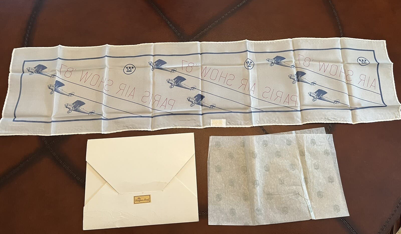 1987 Paris Air Show Silk Scarf Westinghouse With Orig Envelope Collectable 6
