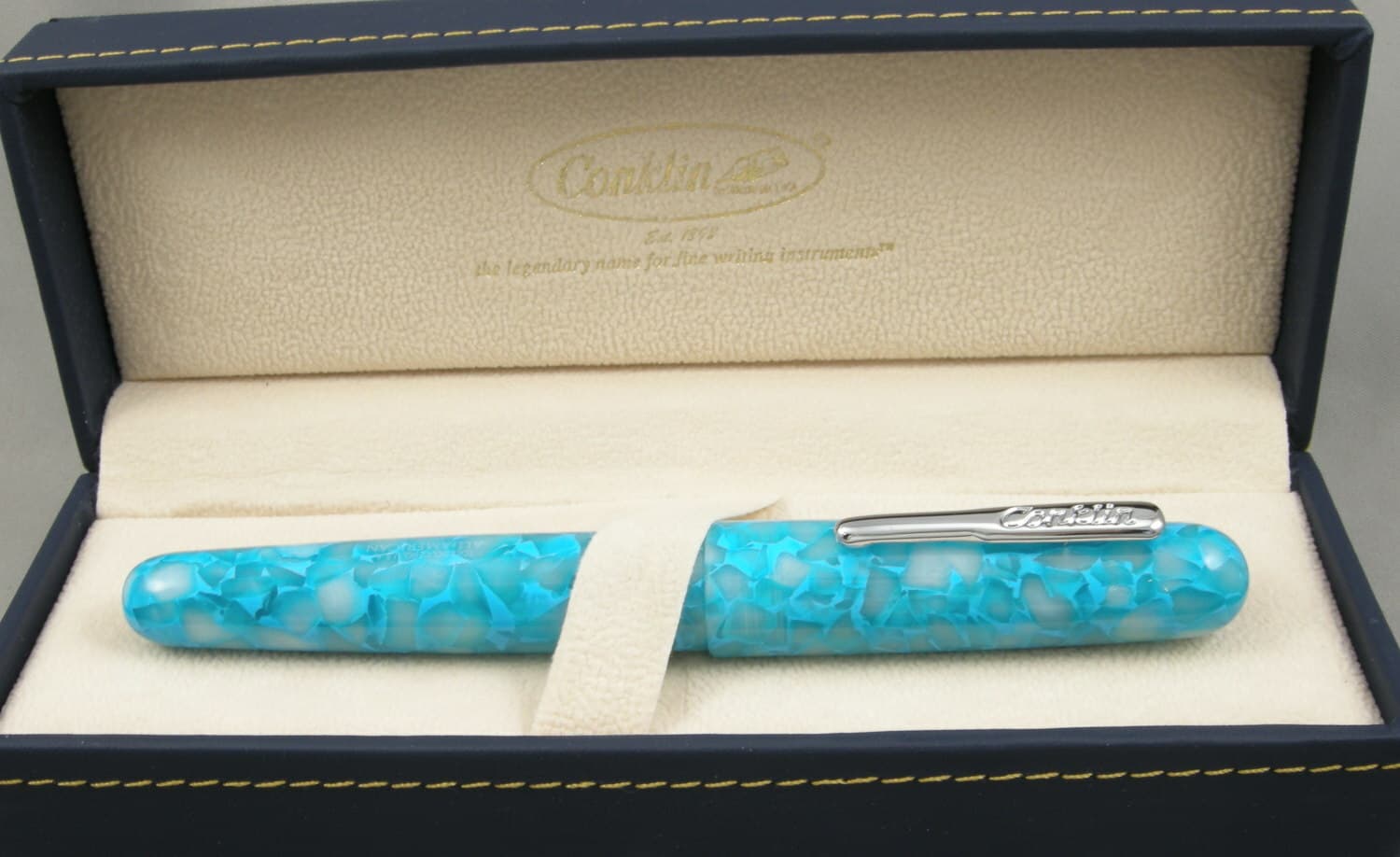 Conklin All American Turquoise Serenity Fountain Pen - Broad Nib - NEW!