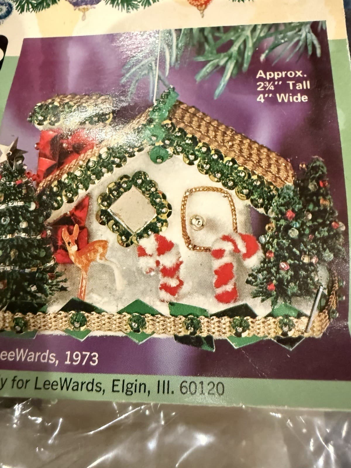 RARE! LeeWards Gingerbread House Sequin Bead Christmas Ornament Kit VTG NOS