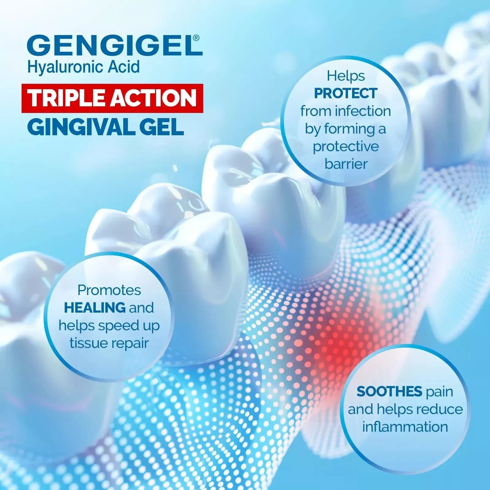 Gengigel gingival gel for damaged gums with hyaluronic acid heals protects 20 ml 4