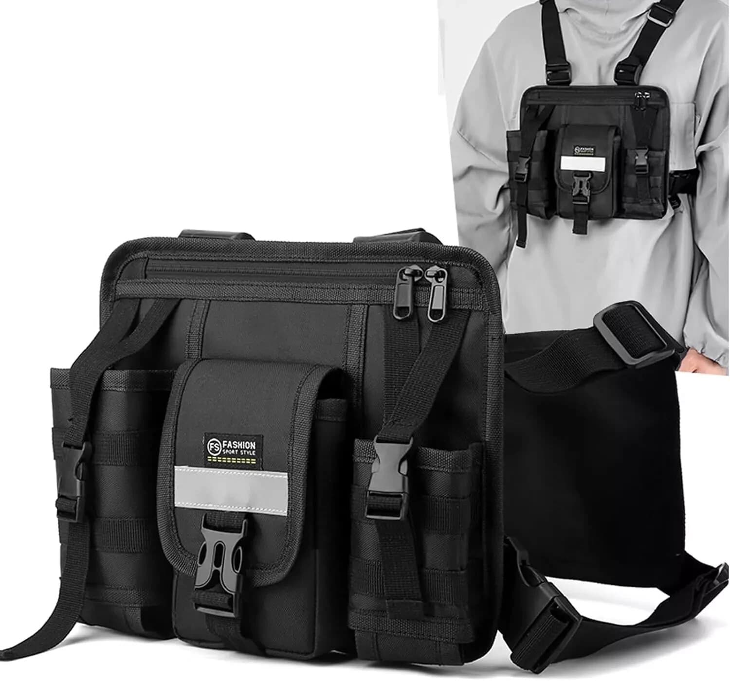 Radio Chest Harness with Reflective Strips Shoulder Holster Radio Vest Holder Tw 2