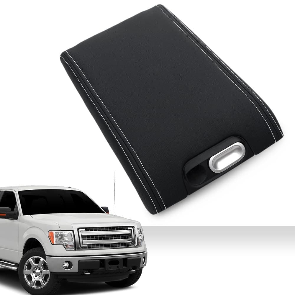 Black Center Console Armrest Lid Cover Covers Compatible with 2009-2014 Ford 3