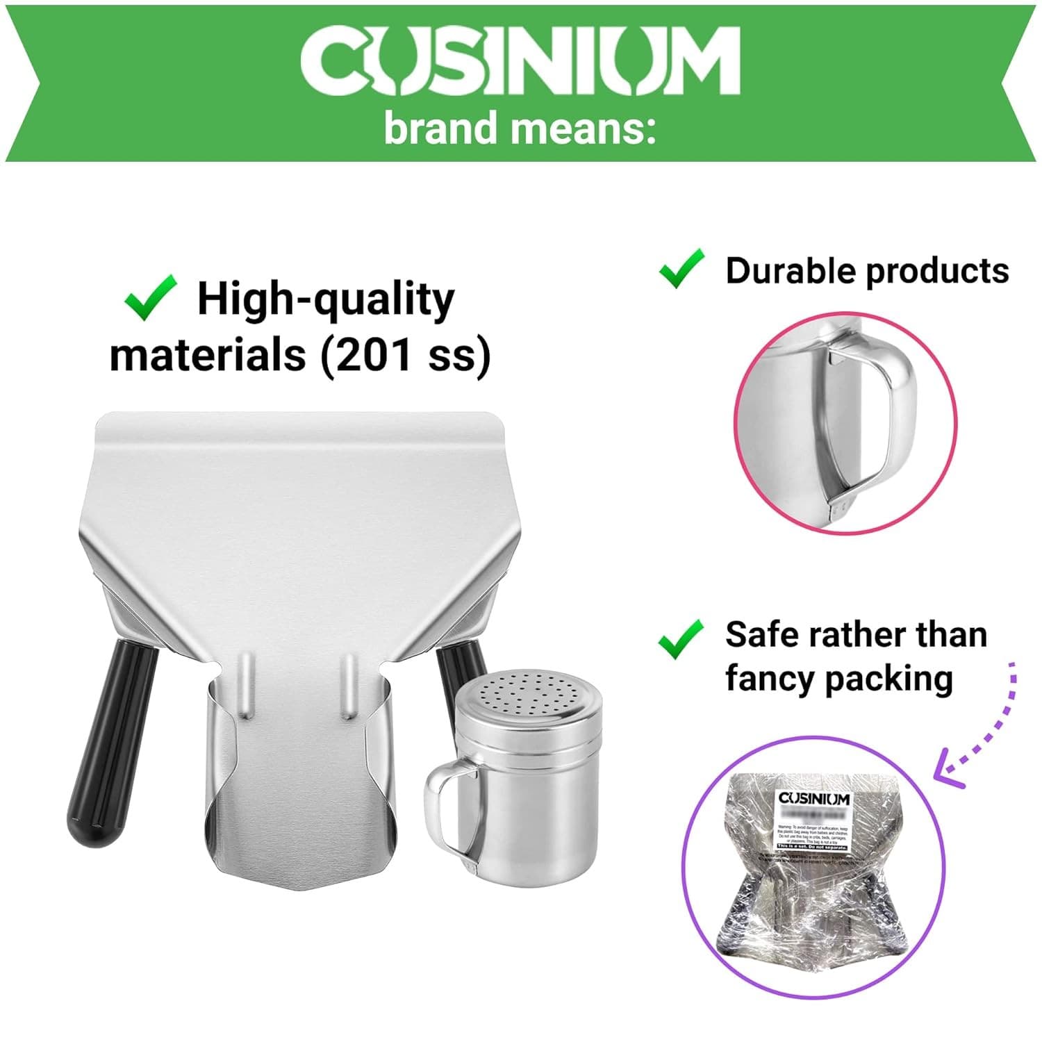 CUSINIUM Double Handle Popcorn Scoop and Dredge Bundle - Metal Popcorn...  6