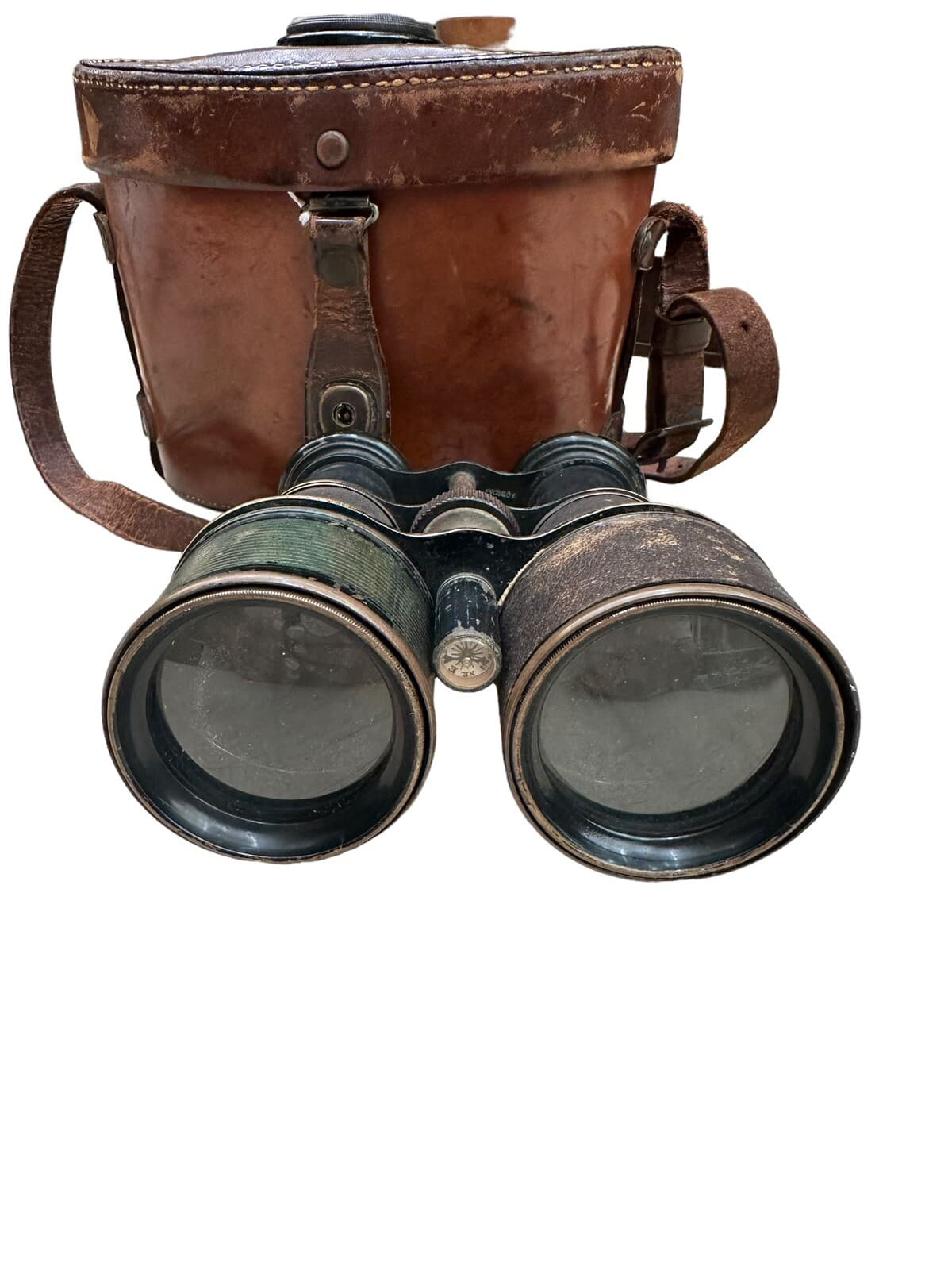 Rare HTF La Ville WW1 Signal Observation Post Binoculars with Compass And Case 3
