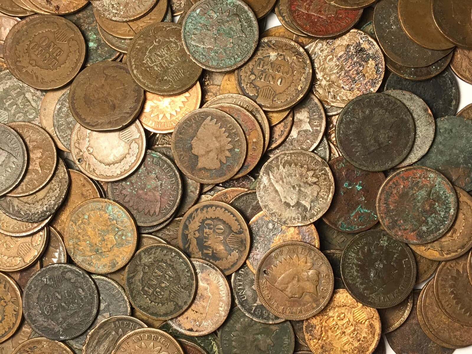 Roll of 50 Coins Mixed Indian Head Cent Pennies in CULL / JUNK / WORN condition