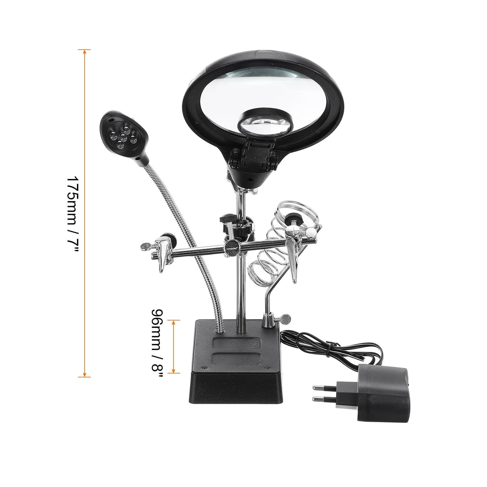 Solder Helping Hand Tool with 2.5X 7.5X 10X Magnifying Glass,2 Alligator Clip 2