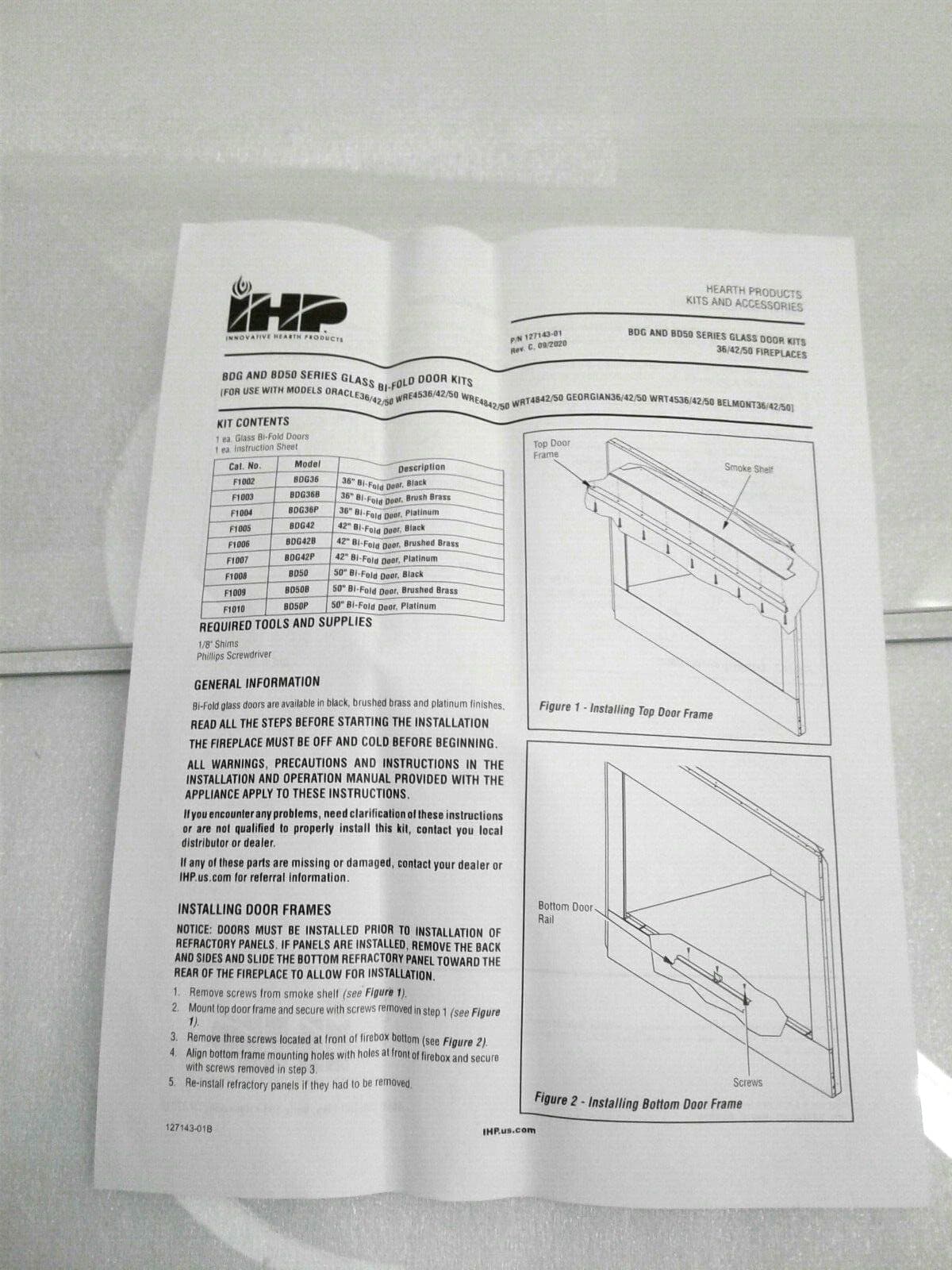 IHP F1005 Superior BDG42 42" Glass Bi-Fold Doors 2" Black George W/Track & Rail 2
