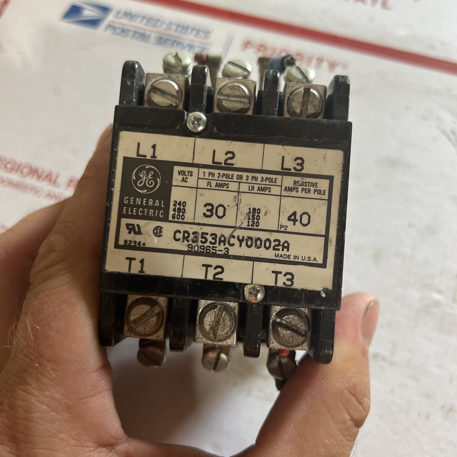 General Electric CR353ACY0002A 3 Pole Phase Contactor 240/480/600V 120V COIL GE 2