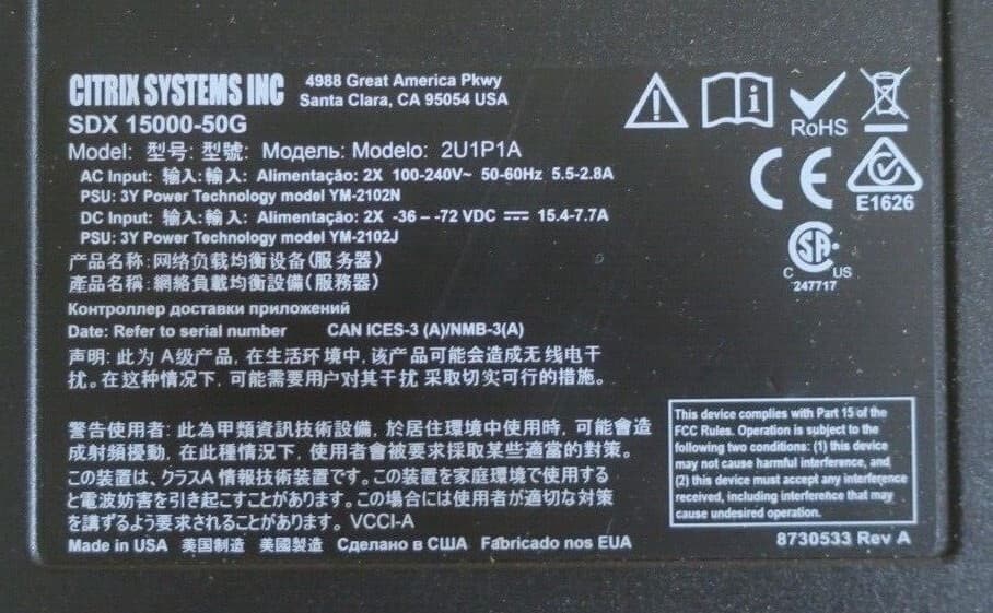 Citrix ADC MPX 15000-50G 8x 10G +4x 50G SFP+ 4x 480GB 2x 240GB SSD Load Balancer 3