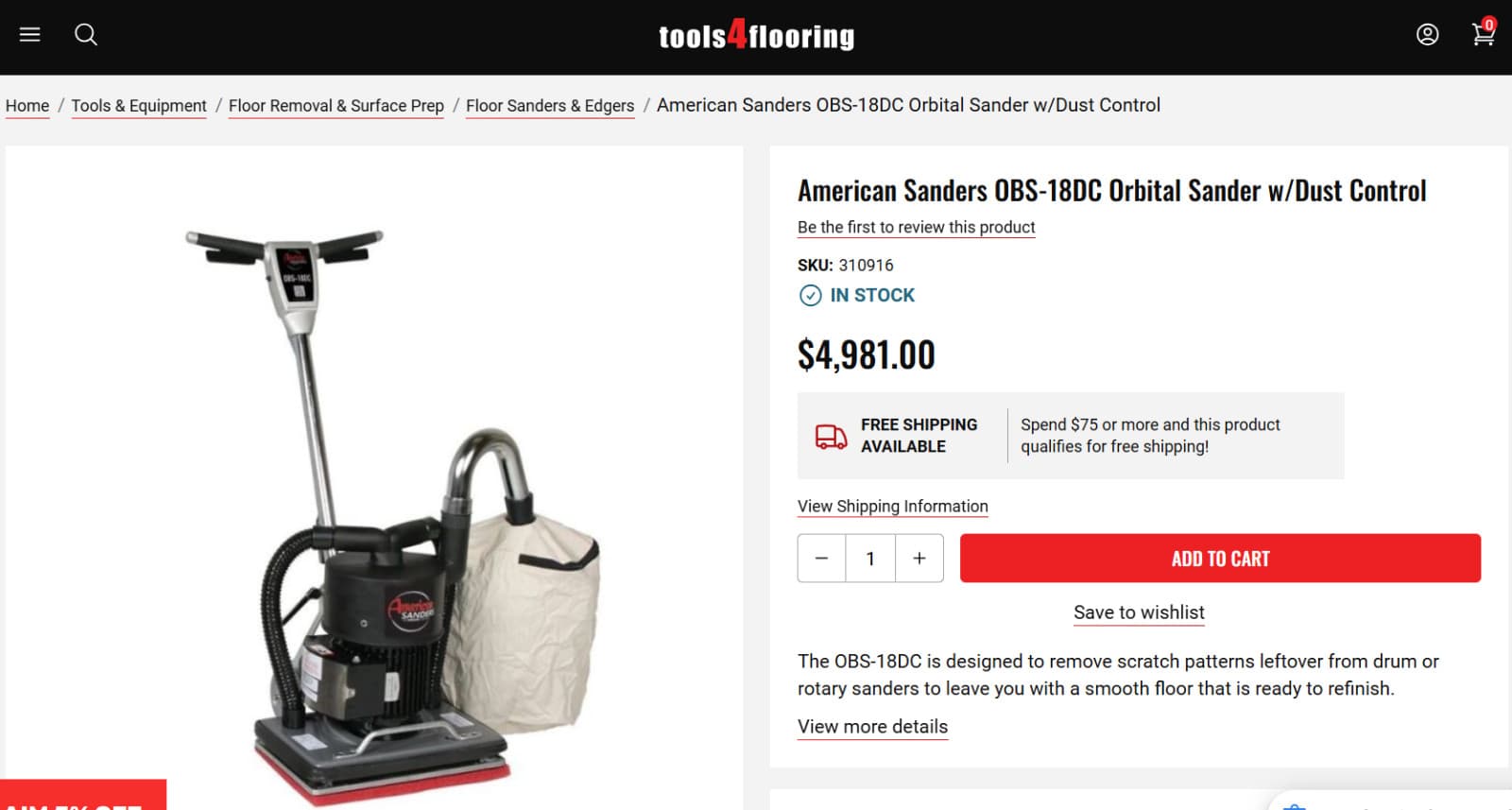 AMERICAN SANDER/CLARKE OBS-18DC Orbital Square Floor Sander, Buff, Pre Owned. 6