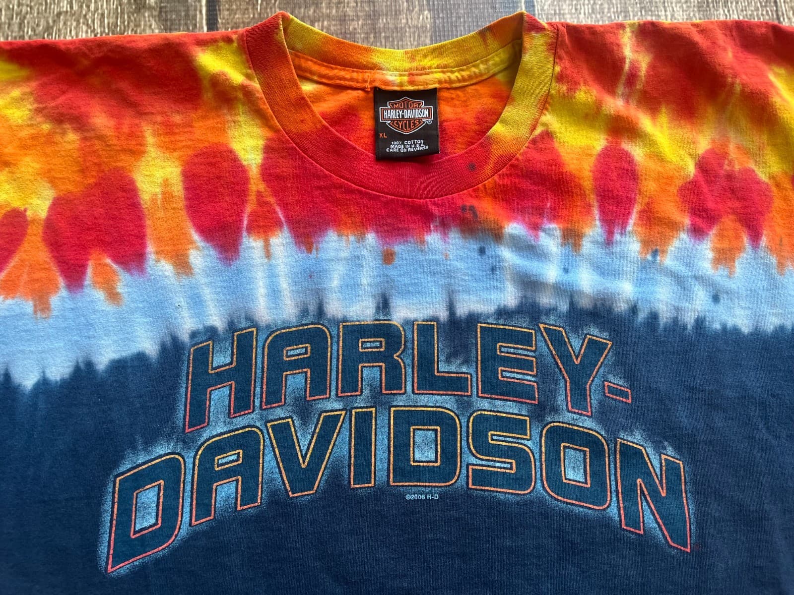 HARLEY DAVIDSON STRATMAN TIE DYE MISSISSIPPI COAST T-SHIRT USA MADE MENS XL EUC 3
