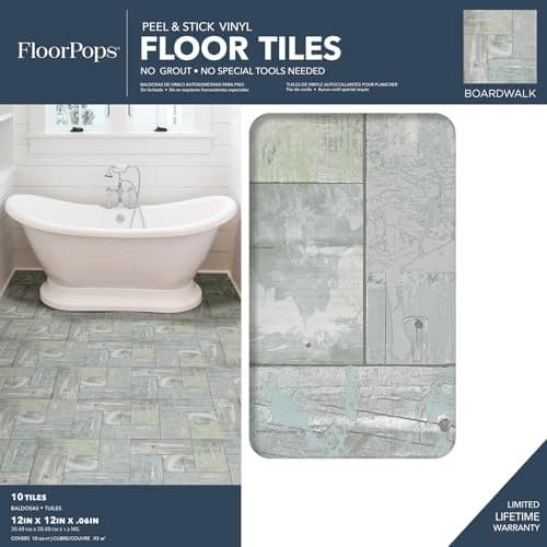  FP3290 Boardwalk Peel & Stick Floor Tiles, Grey  2