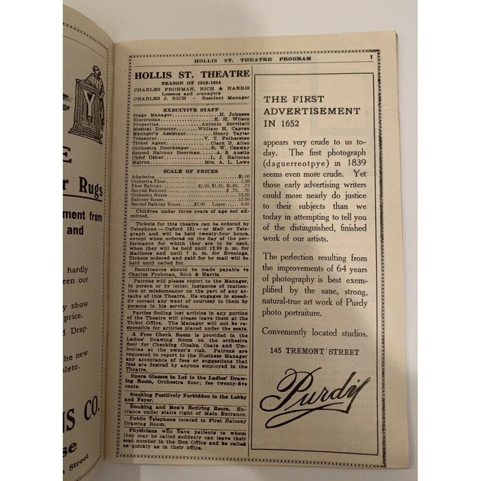 Hollis ST. Theater Program 1913 3