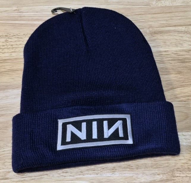 NIne Inch Nails Skull Hat Cotton Knit Skull Cap NIN Hat Navy 3